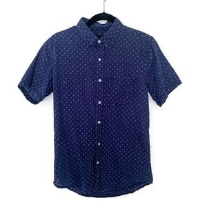 1991 Shirt Short Sleeve Navy Polkadot Button-down Shirt